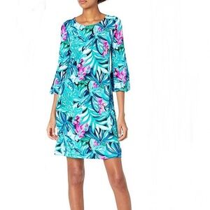 Lilly Pulitzer Ophelia Swing Dress Maldives Green Hype It Up Print Small Bell